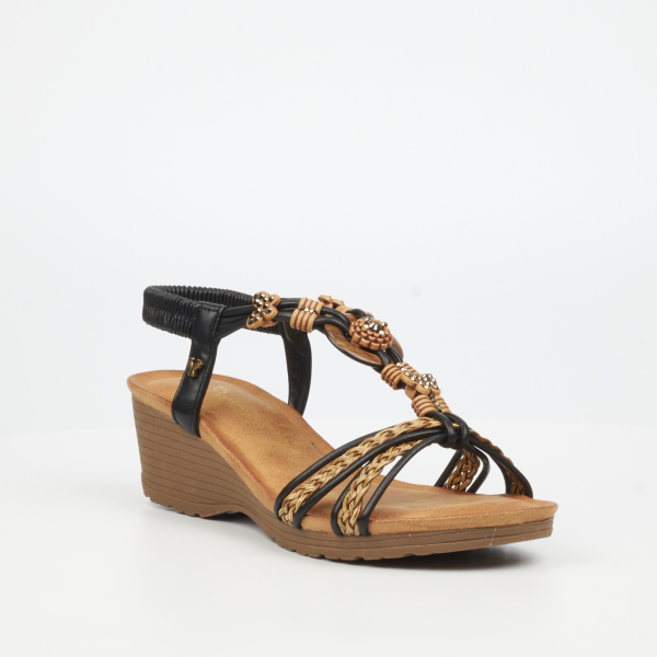 Alysia 2 Faux Leather Low Wedges - Black - Image 2