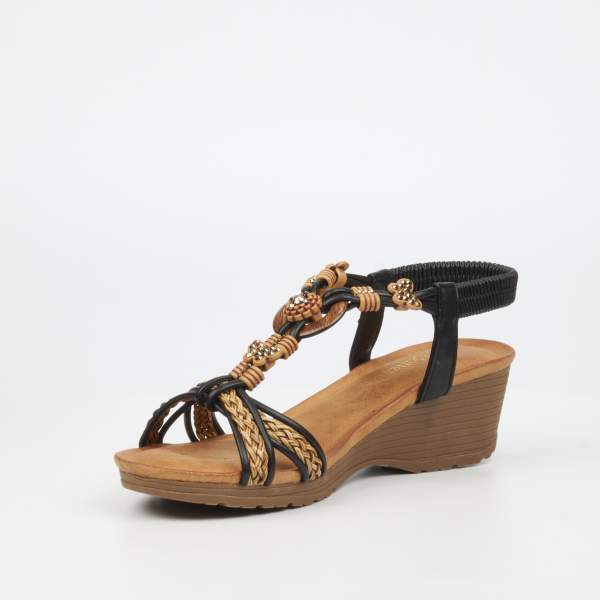 Alysia 2 Faux Leather Low Wedges - Black - Image 7