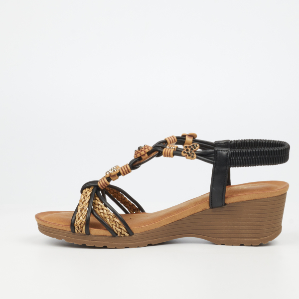 Alysia 2 Faux Leather Low Wedges - Black - Image 6