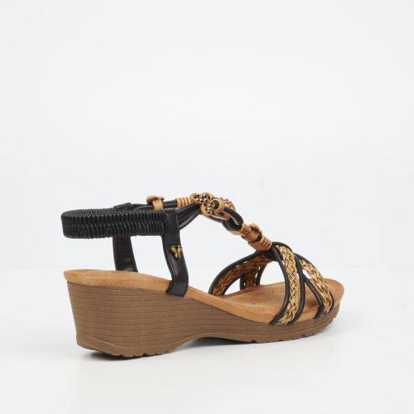 Alysia 2 Faux Leather Low Wedges - Black - Image 3