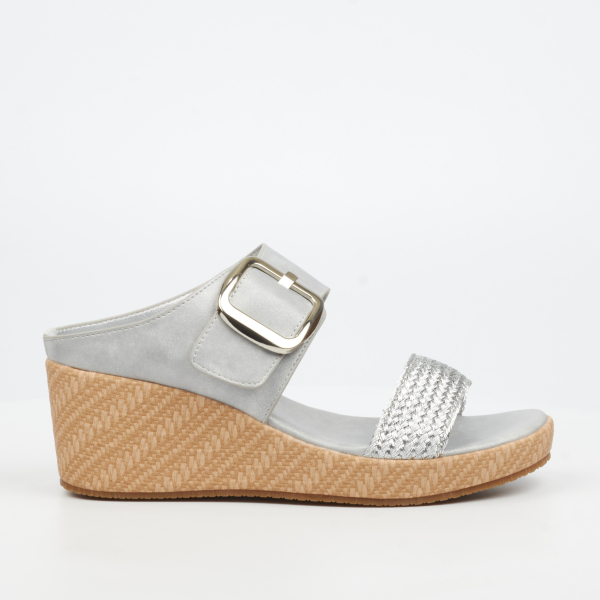 Cathy 1 Faux Nubuck Low Wedges - Silver