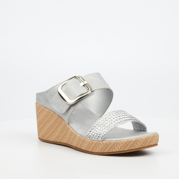 Cathy 1 Faux Nubuck Low Wedges - Silver - Image 2