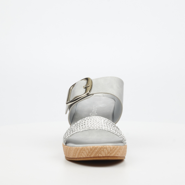 Cathy 1 Faux Nubuck Low Wedges - Silver - Image 8