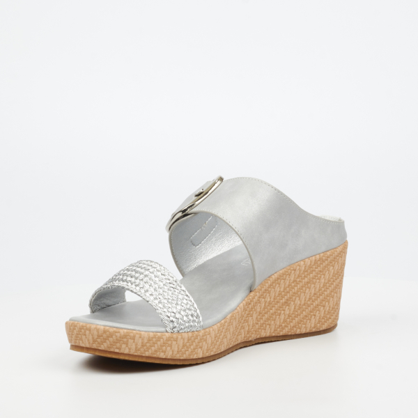 Cathy 1 Faux Nubuck Low Wedges - Silver - Image 7