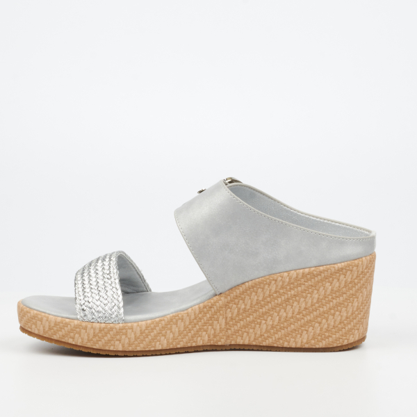 Cathy 1 Faux Nubuck Low Wedges - Silver - Image 6