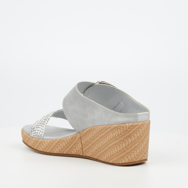 Cathy 1 Faux Nubuck Low Wedges - Silver - Image 5
