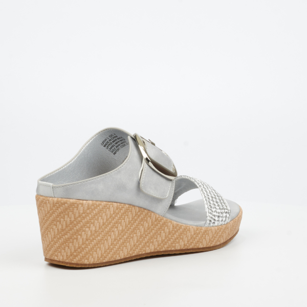 Cathy 1 Faux Nubuck Low Wedges - Silver - Image 3