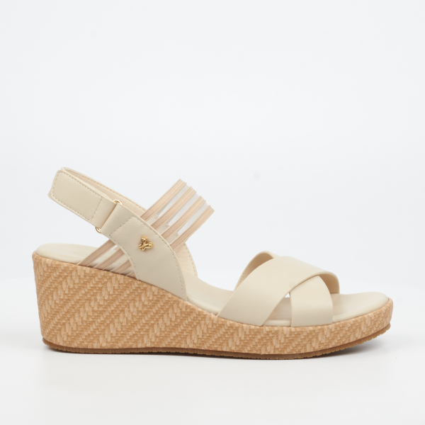 Cathy 2 Faux Leather Low Wedges - Beige