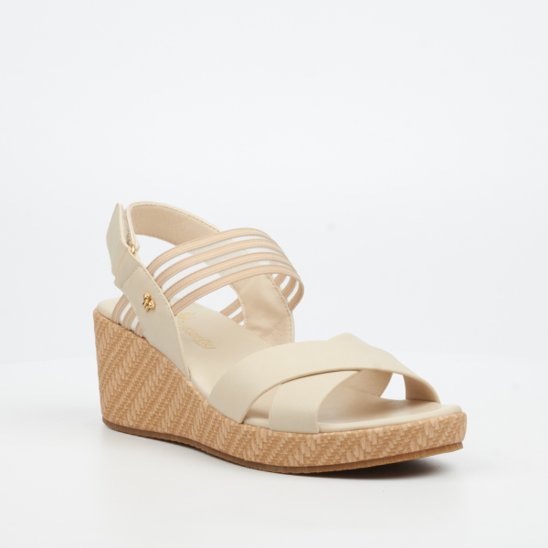 Cathy 2 Faux Leather Low Wedges - Beige - Image 2