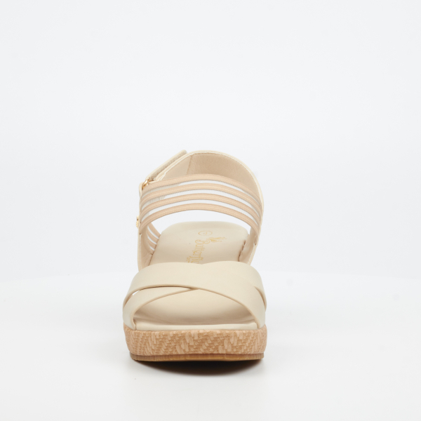 Cathy 2 Faux Leather Low Wedges - Beige - Image 8