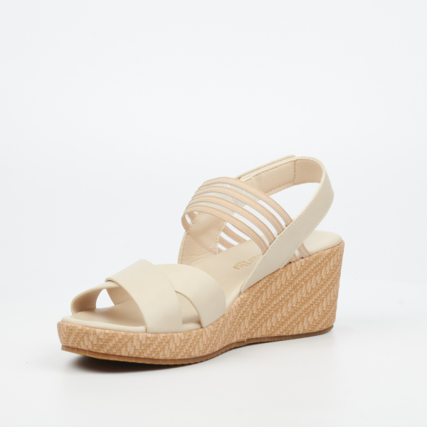 Cathy 2 Faux Leather Low Wedges - Beige - Image 7