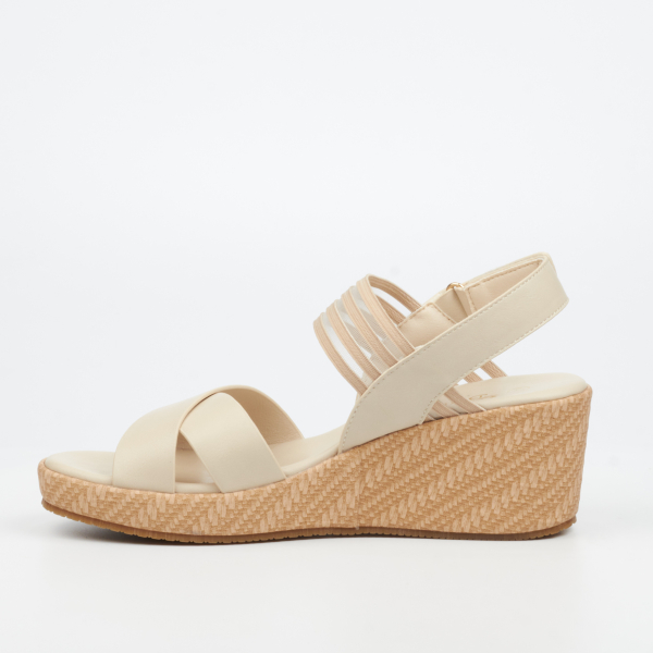 Cathy 2 Faux Leather Low Wedges - Beige - Image 6