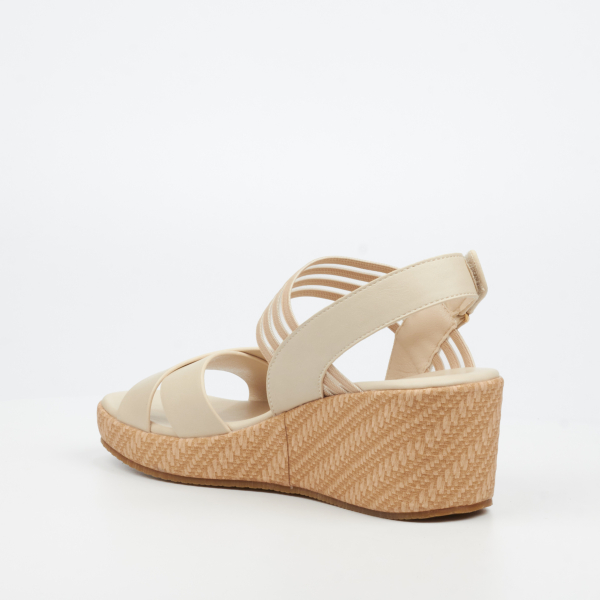 Cathy 2 Faux Leather Low Wedges - Beige - Image 5