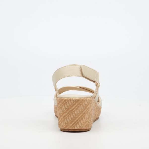 Cathy 2 Faux Leather Low Wedges - Beige - Image 4