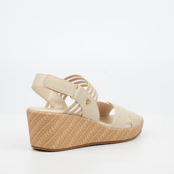 Cathy 2 Faux Leather Low Wedges - Beige - Image 3