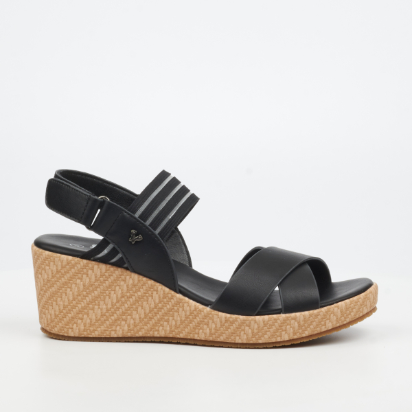 Cathy 2 Faux Leather Low Wedges - Black