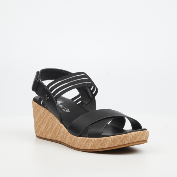 Cathy 2 Faux Leather Low Wedges - Black - Image 2