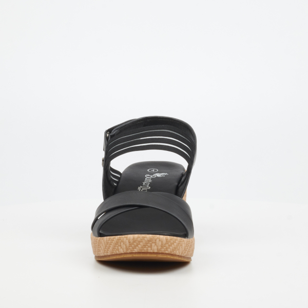 Cathy 2 Faux Leather Low Wedges - Black - Image 8