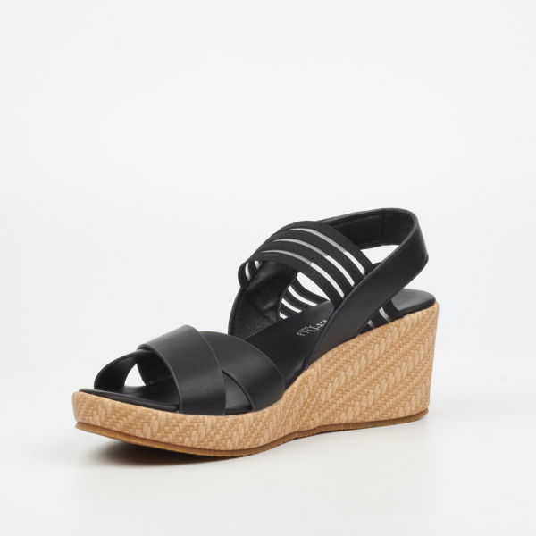 Cathy 2 Faux Leather Low Wedges - Black - Image 7