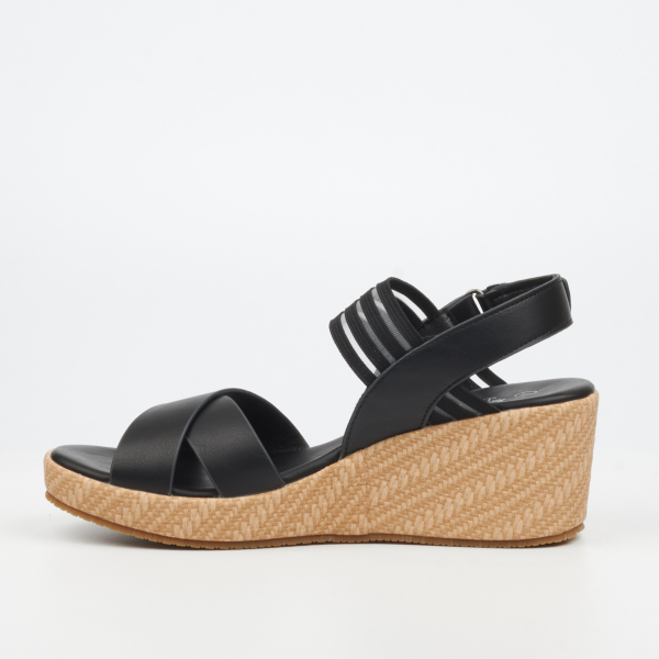 Cathy 2 Faux Leather Low Wedges - Black - Image 6