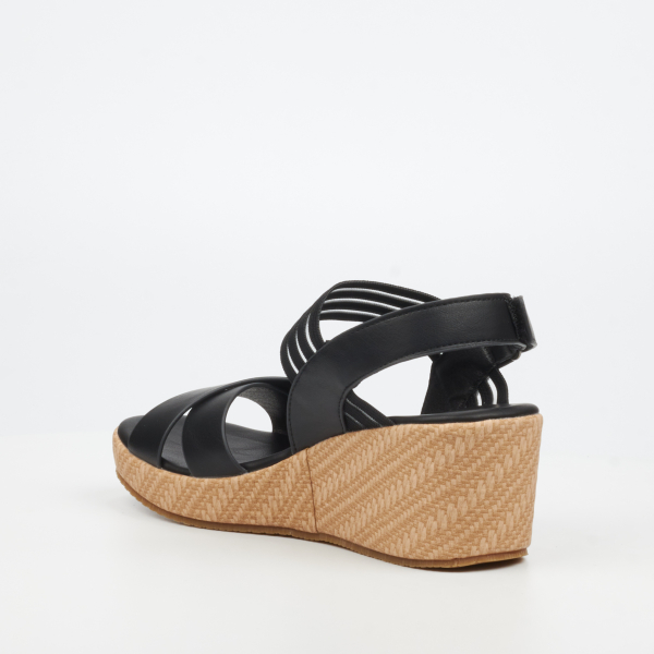 Cathy 2 Faux Leather Low Wedges - Black - Image 5