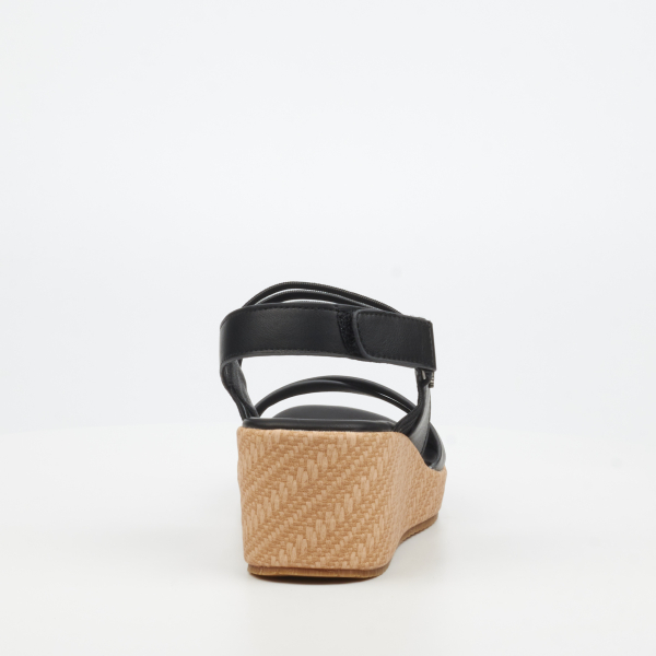 Cathy 2 Faux Leather Low Wedges - Black - Image 4