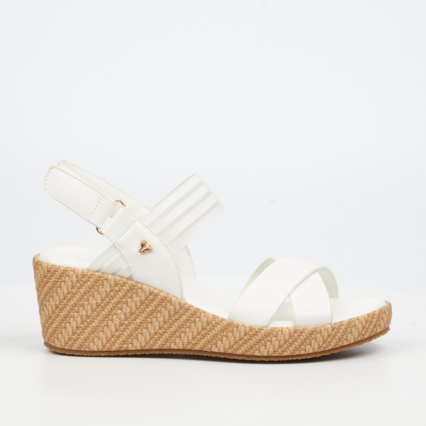 Cathy 2 Faux Leather Low Wedges - White