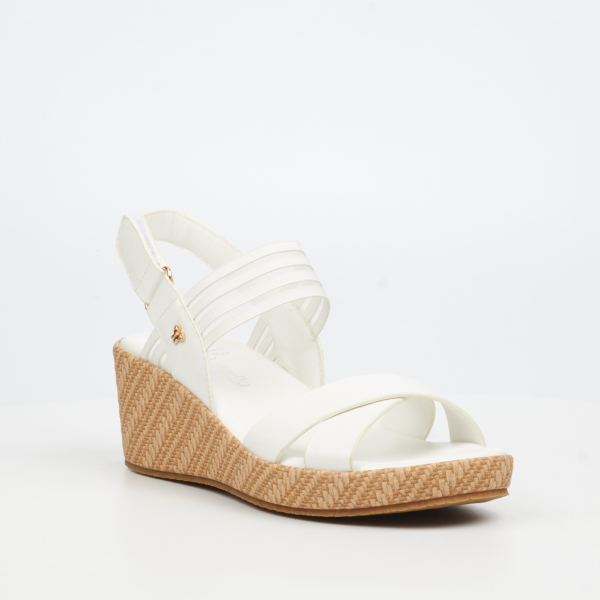 Cathy 2 Faux Leather Low Wedges - White - Image 2