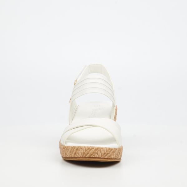 Cathy 2 Faux Leather Low Wedges - White - Image 8