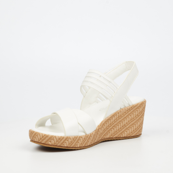 Cathy 2 Faux Leather Low Wedges - White - Image 7