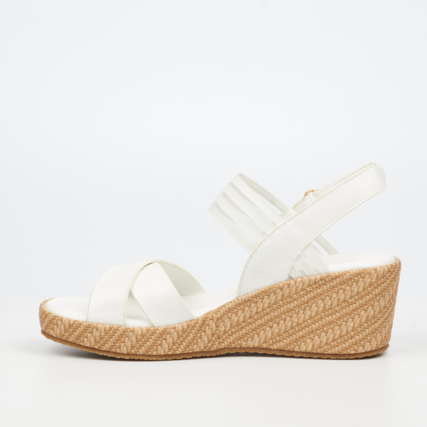 Cathy 2 Faux Leather Low Wedges - White - Image 6