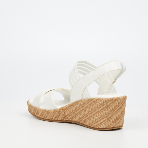 Cathy 2 Faux Leather Low Wedges - White - Image 5