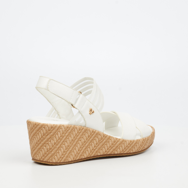 Cathy 2 Faux Leather Low Wedges - White - Image 3