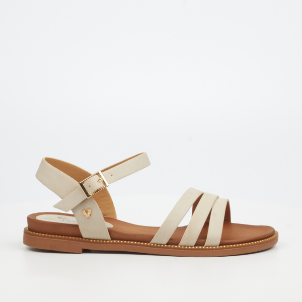 Ellie 11 Faux Nubuck Flat Sandals - Bone