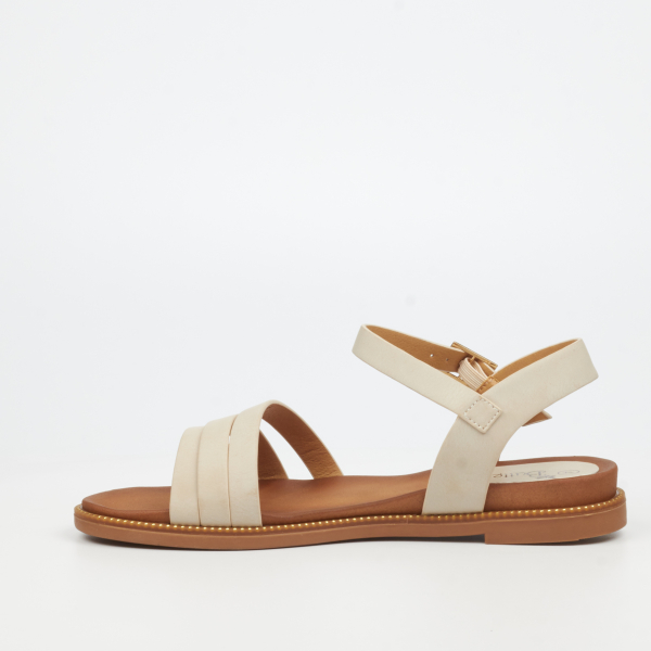 Ellie 11 Faux Nubuck Flat Sandals - Bone - Image 6
