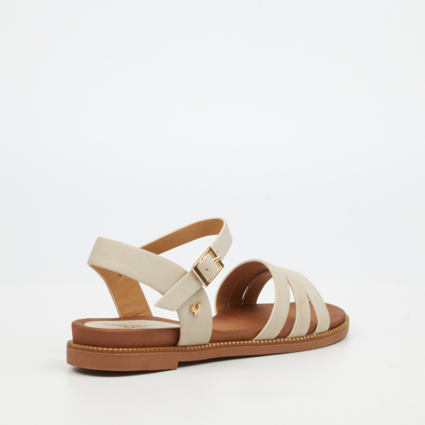 Ellie 11 Faux Nubuck Flat Sandals - Bone - Image 3