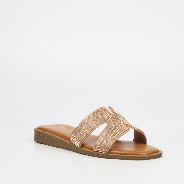 Jacey 1 Faux Leather Flat Sandals - Rose Gold - Image 2