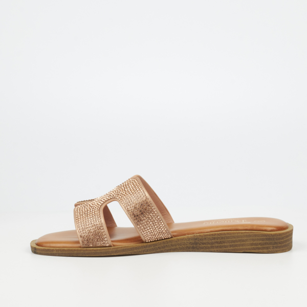 Jacey 1 Faux Leather Flat Sandals - Rose Gold - Image 5