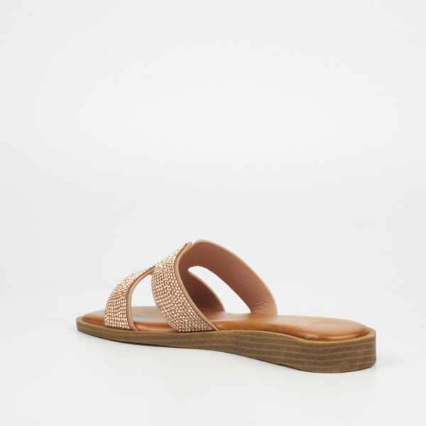 Jacey 1 Faux Leather Flat Sandals - Rose Gold - Image 4