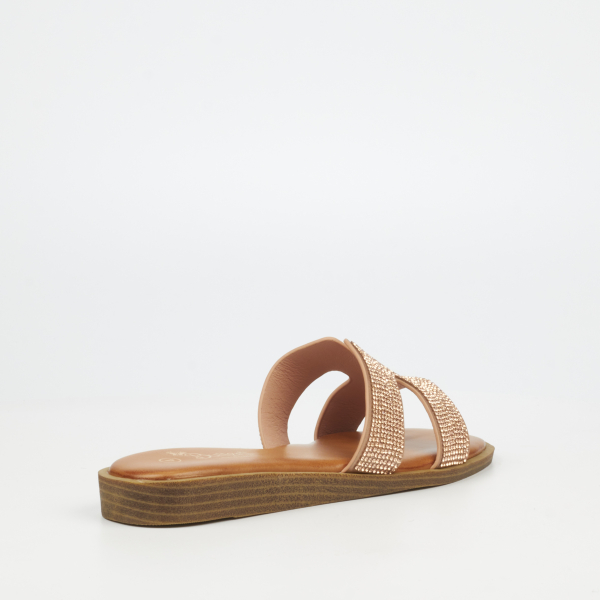 Jacey 1 Faux Leather Flat Sandals - Rose Gold - Image 3