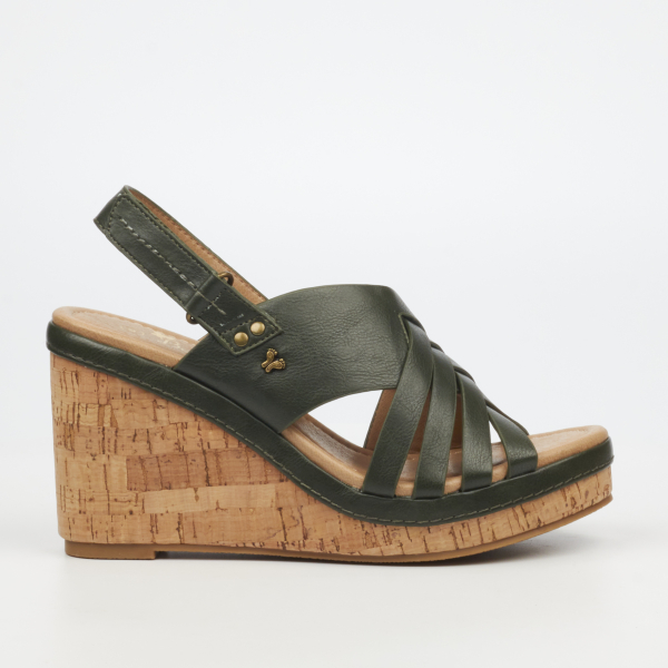 Shaela 1 Faux Leather High Wedges - Olive