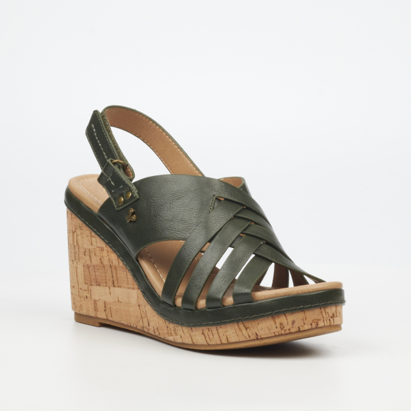 Shaela 1 Faux Leather High Wedges - Olive - Image 2