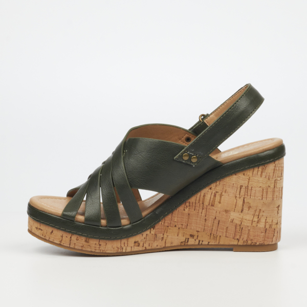 Shaela 1 Faux Leather High Wedges - Olive - Image 5