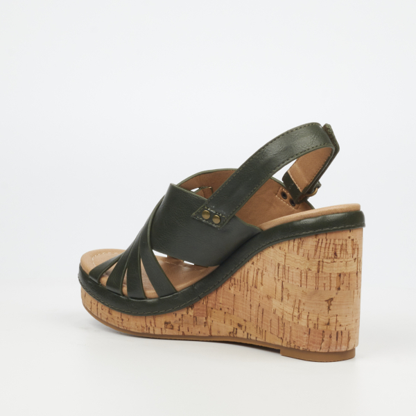 Shaela 1 Faux Leather High Wedges - Olive - Image 4