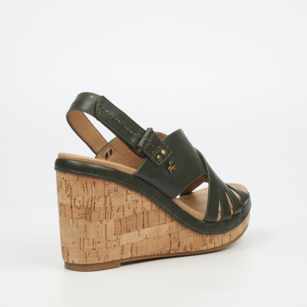 Shaela 1 Faux Leather High Wedges - Olive - Image 3