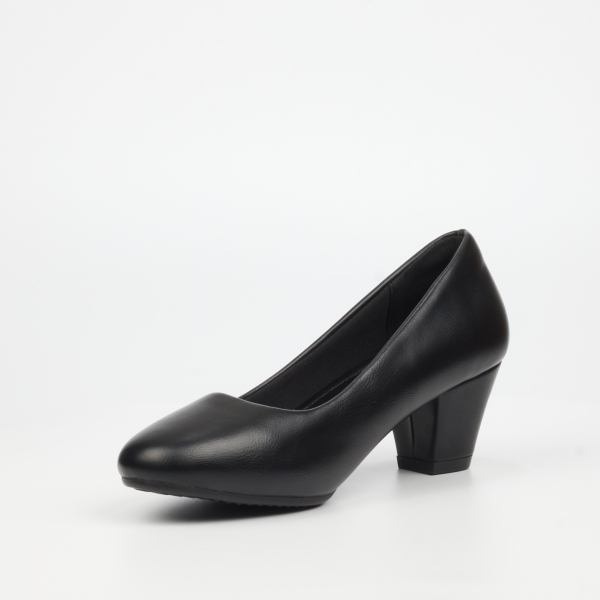Andromeda 1 Faux Leather Low Heels - Black - Image 7