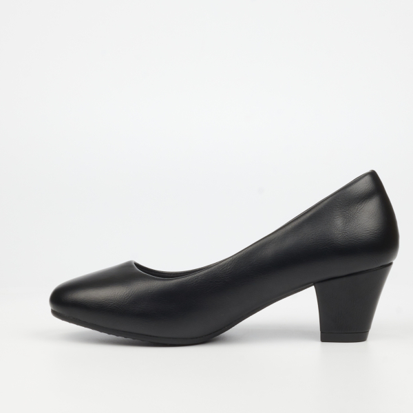Andromeda 1 Faux Leather Low Heels - Black - Image 6