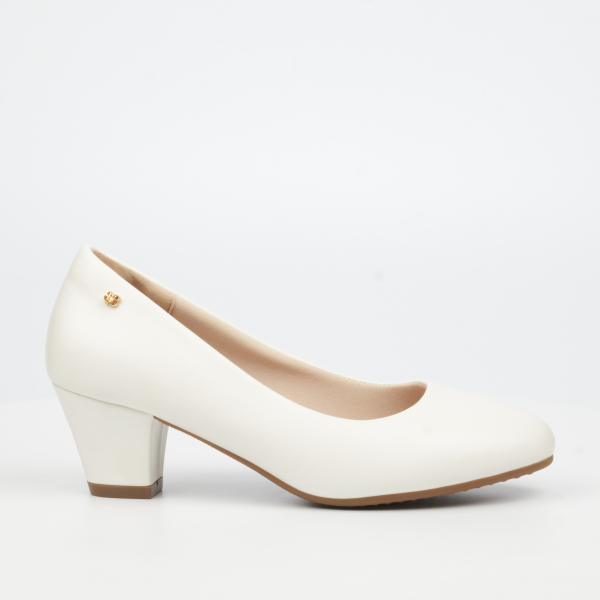 Andromeda 1 Faux Leather Low Heels - White
