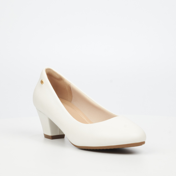 Andromeda 1 Faux Leather Low Heels - White - Image 2