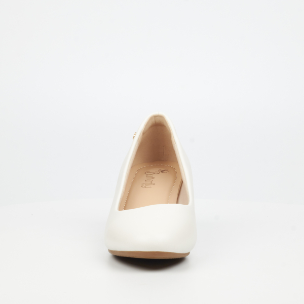 Andromeda 1 Faux Leather Low Heels - White - Image 8